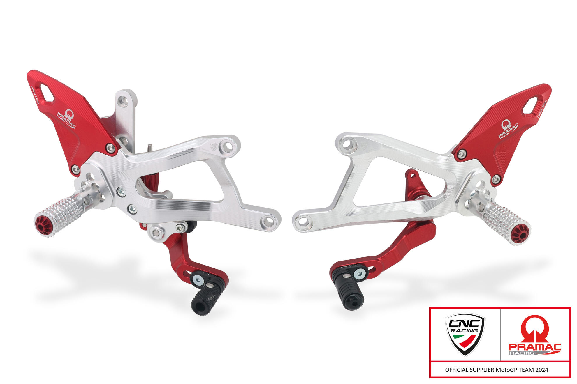 CNC Racing PRAMAC RACING LIMITED EDITION Adjustable Rearset for the Ducati Panigale V4 / S (2025+) CNC Racing PRAMAC RACING LIMITED EDITION Adjustable Rearset for the Ducati Panigale V4 / S (2025+)